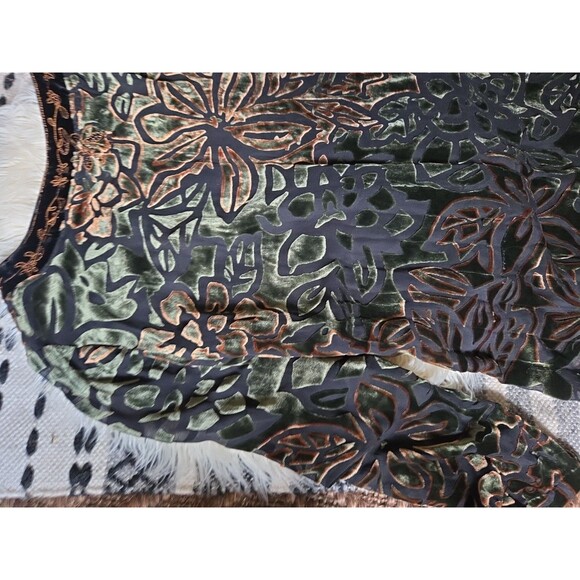 Chico's Sheer Velvet Burnout Leaf Small Beaded Tunic Top 0/Small Fall Colors - Picture 9 of 11